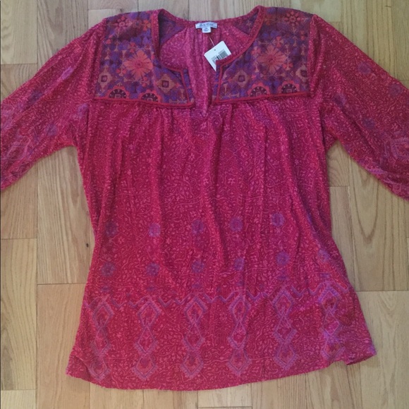 NWT Lucky Brand Pink Cotton Blend Tunic - Picture 1 of 4